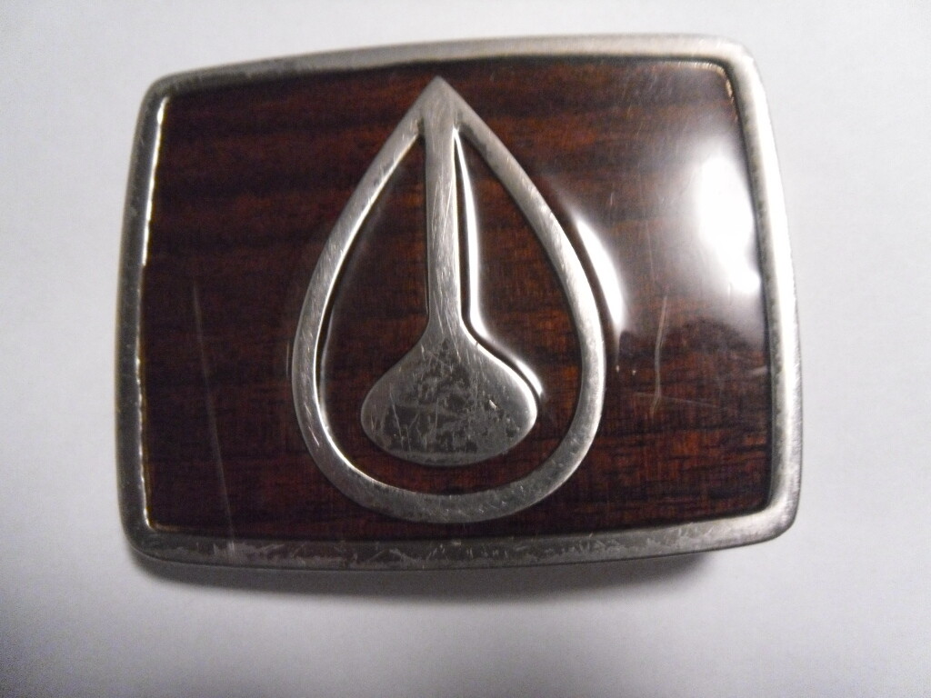 NIXON BROWN WOOD GRAIN SILVER METAL SKATER BELT BUCKLE