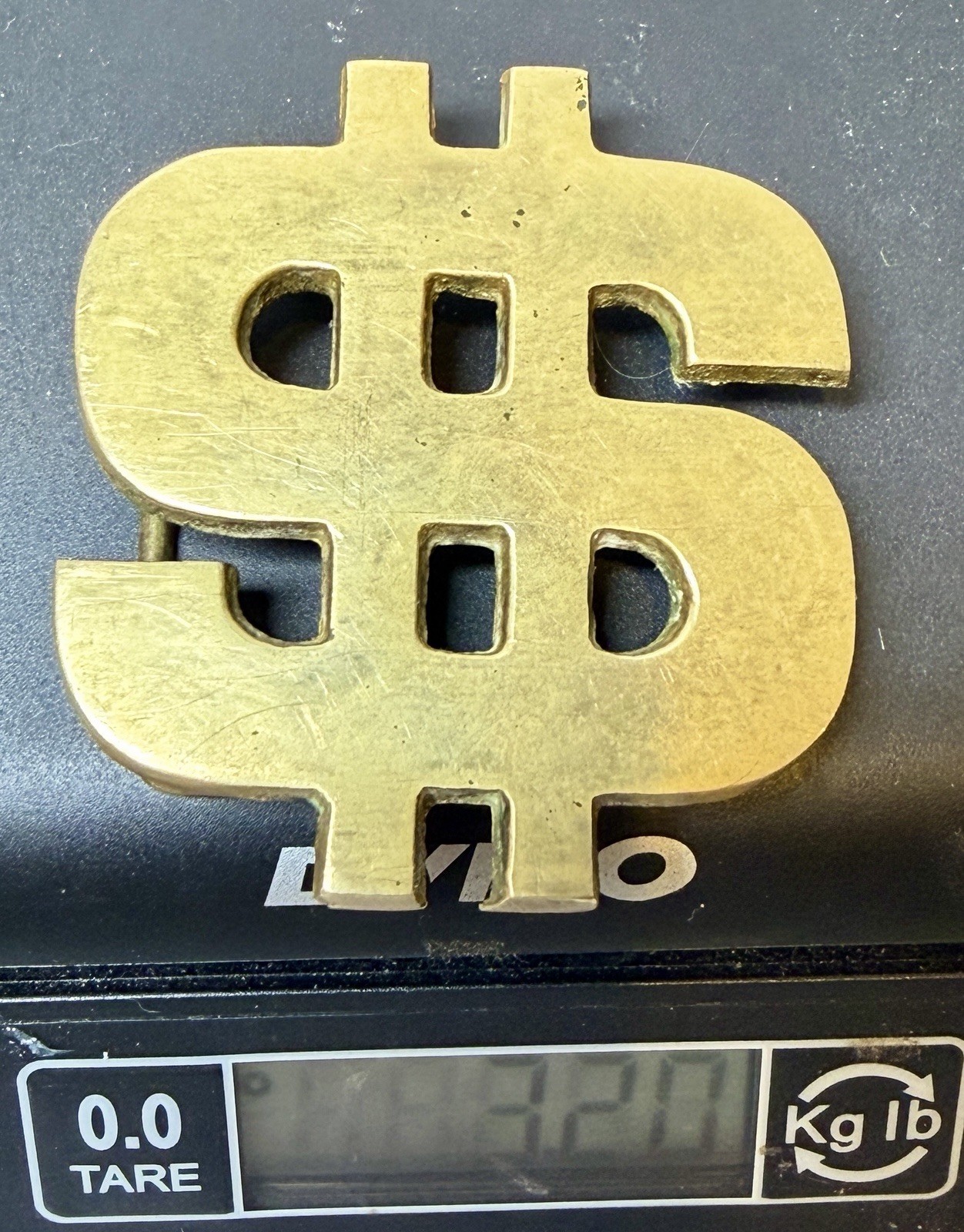 Vintage Solid Brass Dollar Sign Belt Buckle Money Symbol Financial Banker