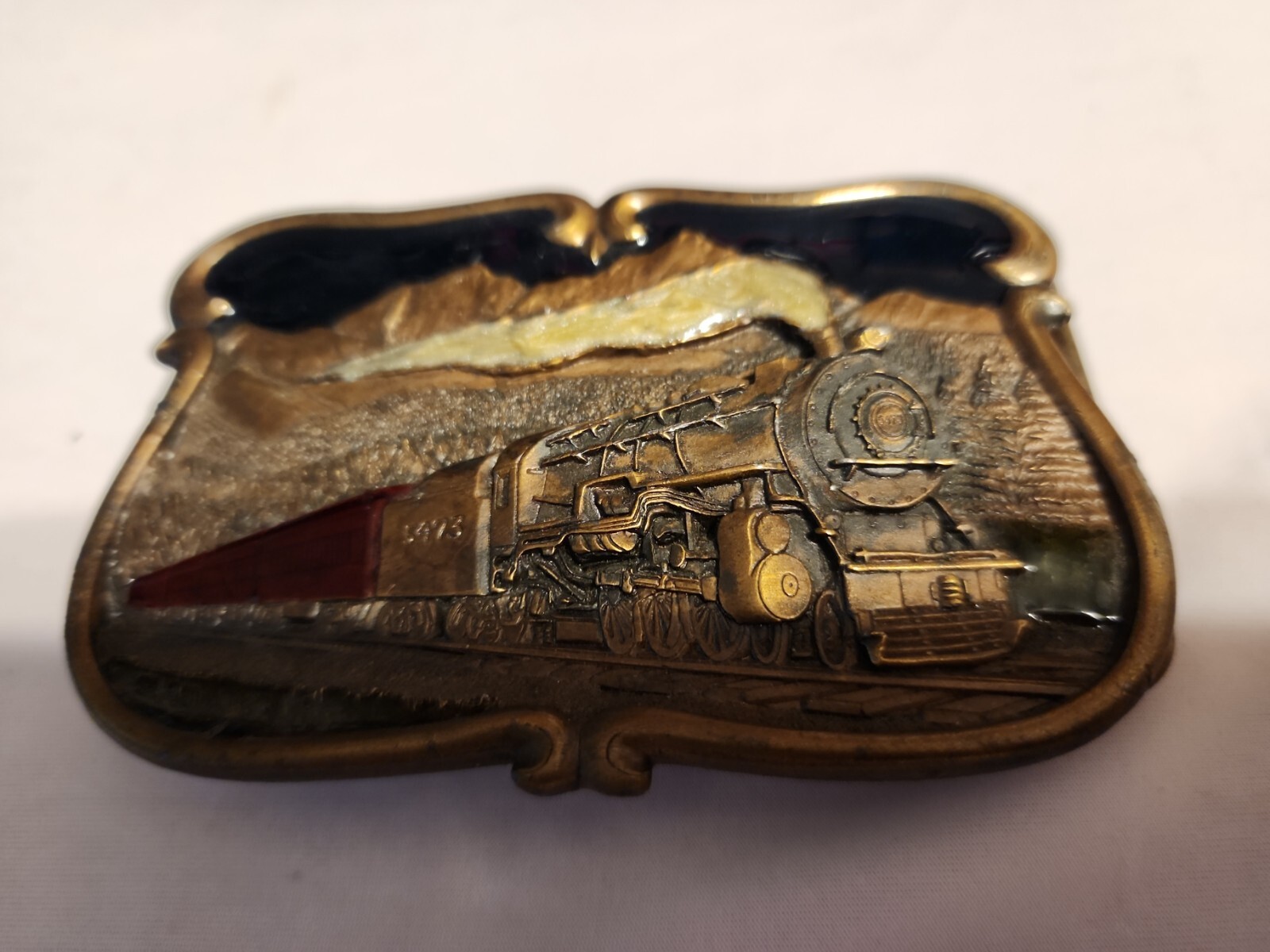 Vintage Bergamot « Locomotive #5473 Train with Smoke » Buckle New USA. 1984 U-149