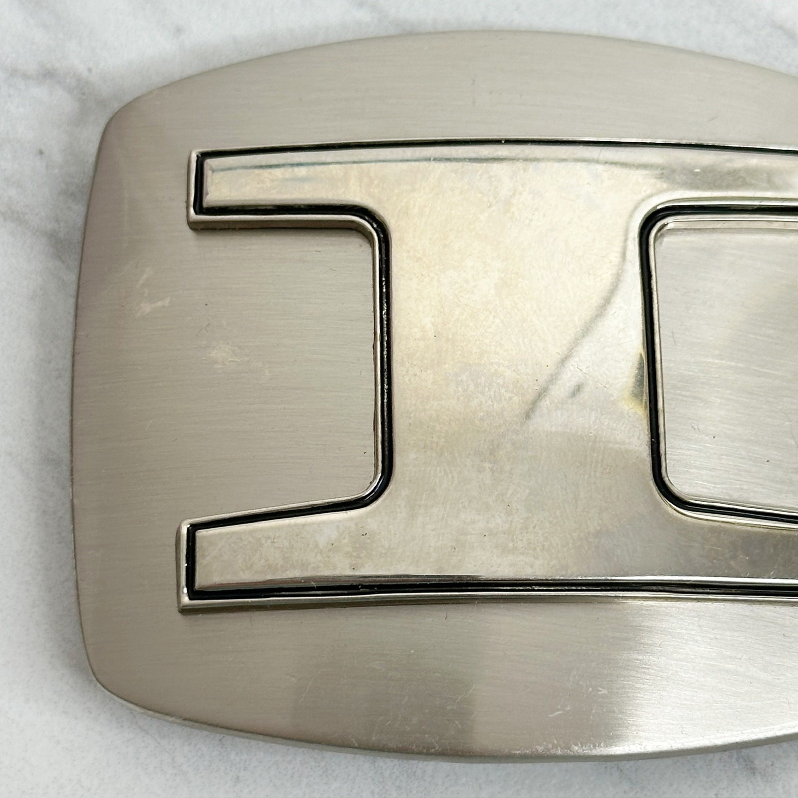 Letter I Initial Monogram Silver Tone Belt Buckle – 3.16&Prime; x 2.78&Prime;