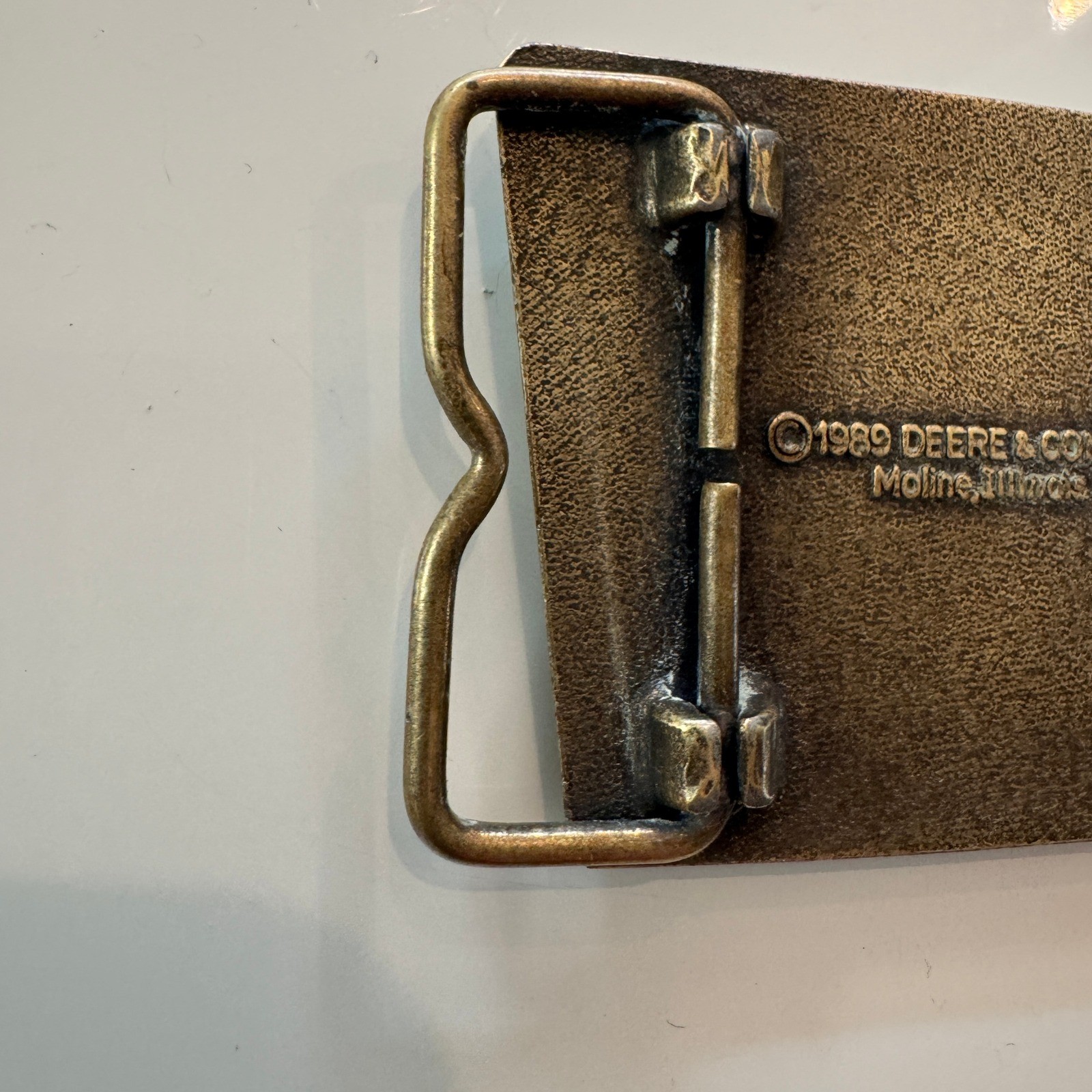 John Deere Diesel Power Belt Buckle Vintage 1989 Engine Tractor Farm Brass