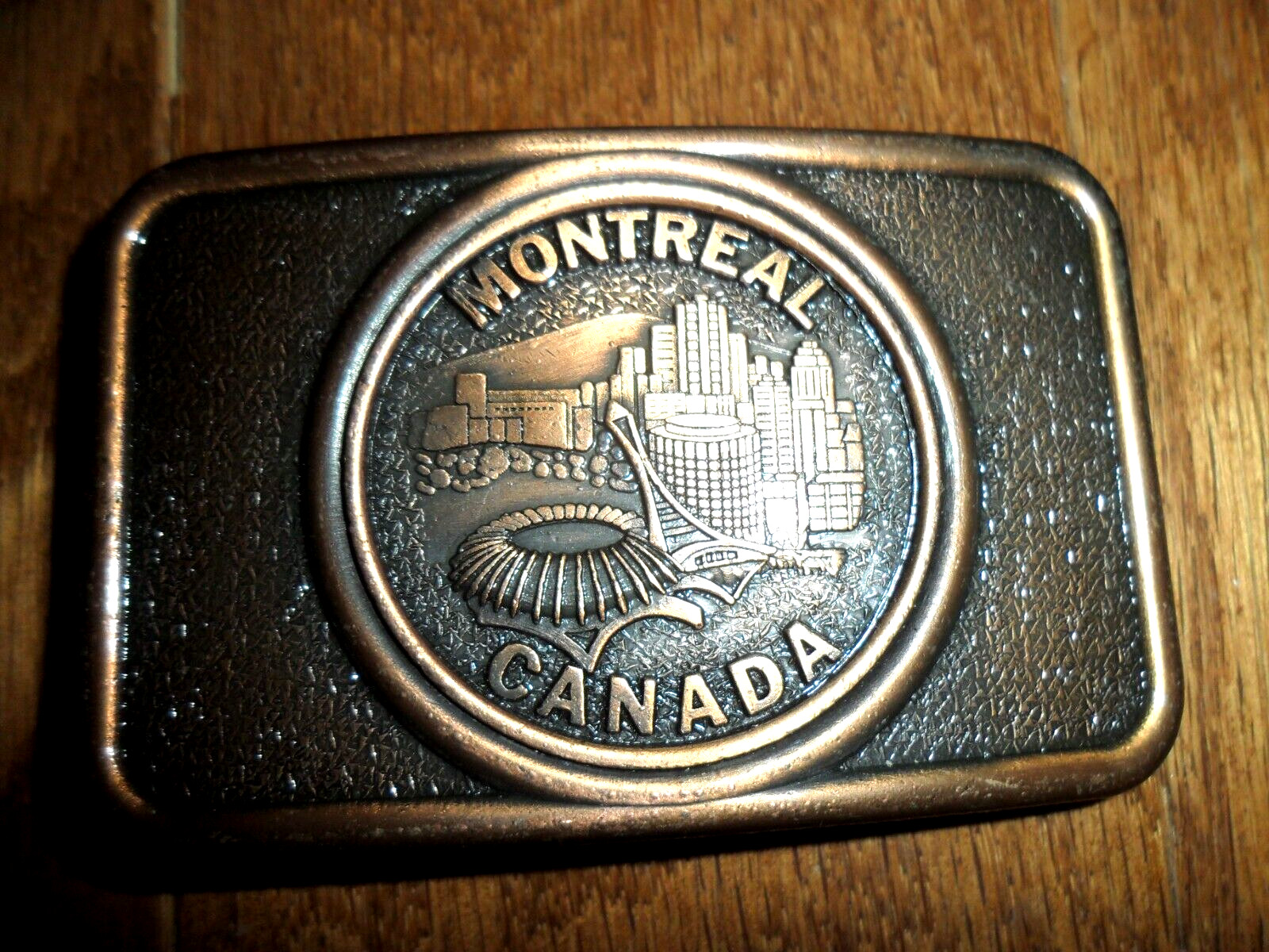 Montreal City Skyline Quebec Canada Olympic Stadium Downtown Belt Buckle