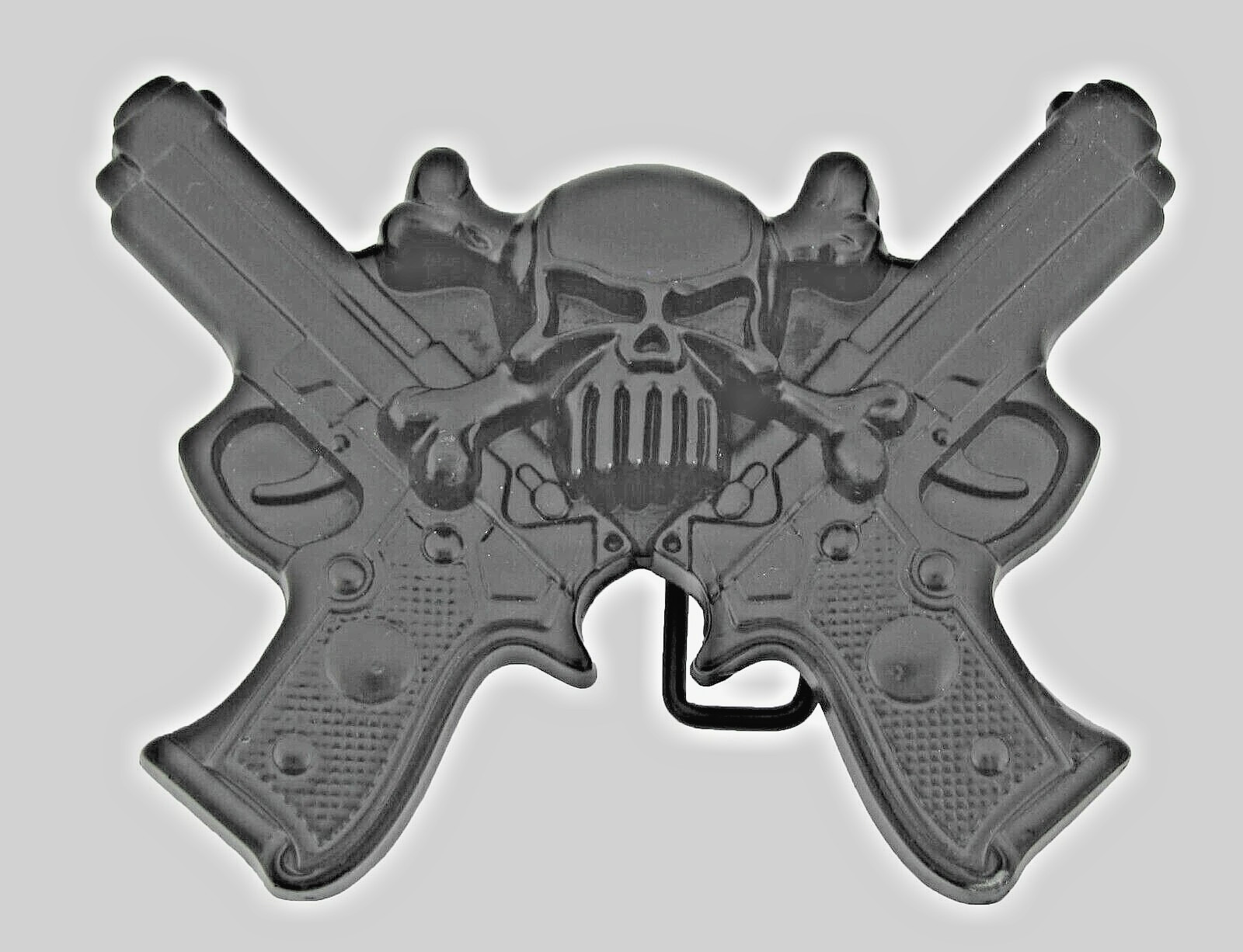Skull Belt Buckles Black Metal Vintage Halloween Gun Pistols Pirate Skeleton