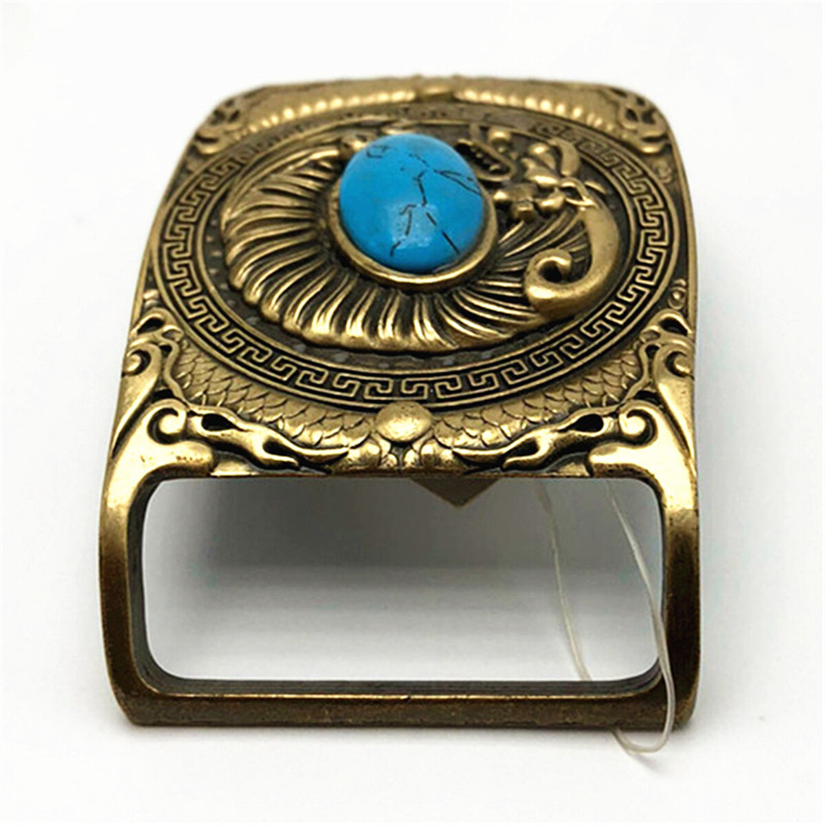 Dragon Turquoise Western Cowboy Solid Brass Copper Mens Belt Buckle Vintage