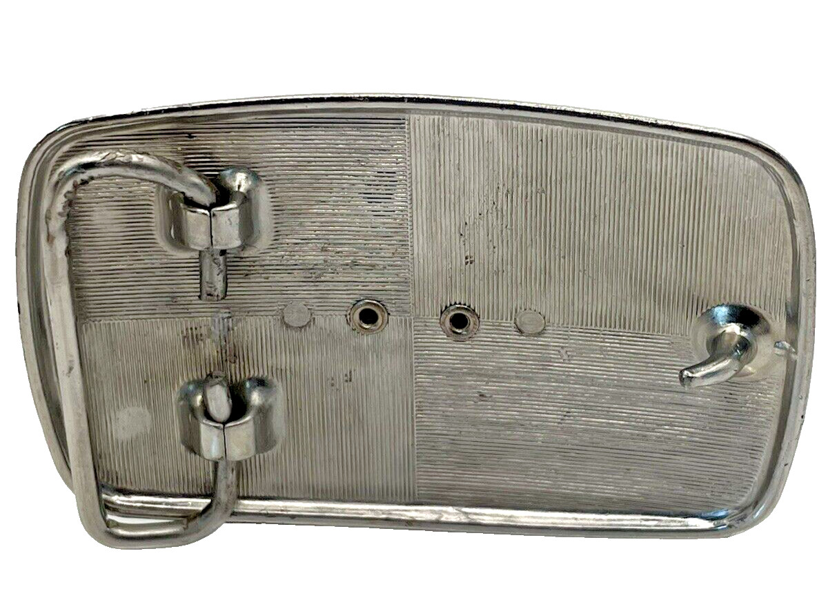 Metal Belt Buckle Silver Colored 3 1/4&Prime;Wx 2 1/4&Prime;H with Oval Hematite Cabochon
