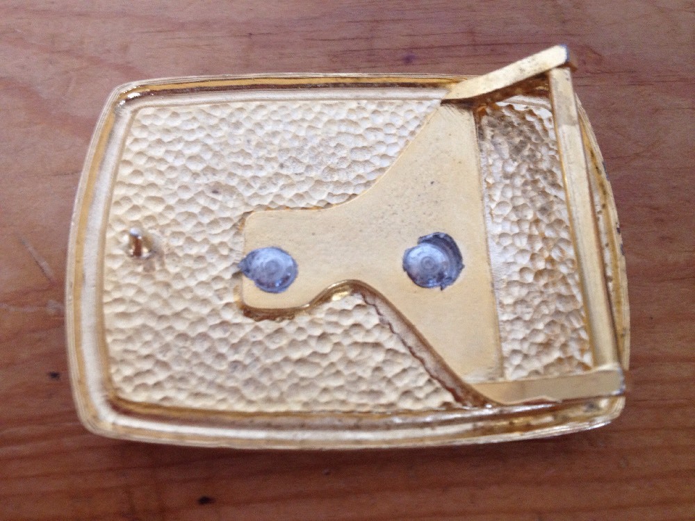 Vtg 70s Retro Style Band Econoline Van Front Flames Brass Goldtone Belt Buckle