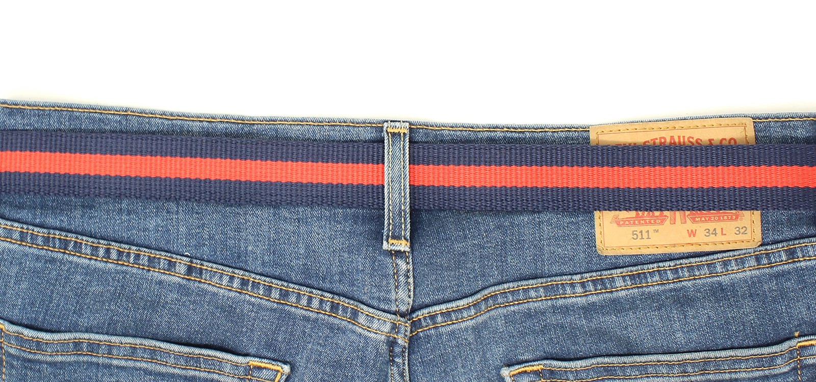 BC Belts Canvas Web Belt D-Ring Buckle 1.25&Prime; Large/XL (34-40 Waist), Navy/Red