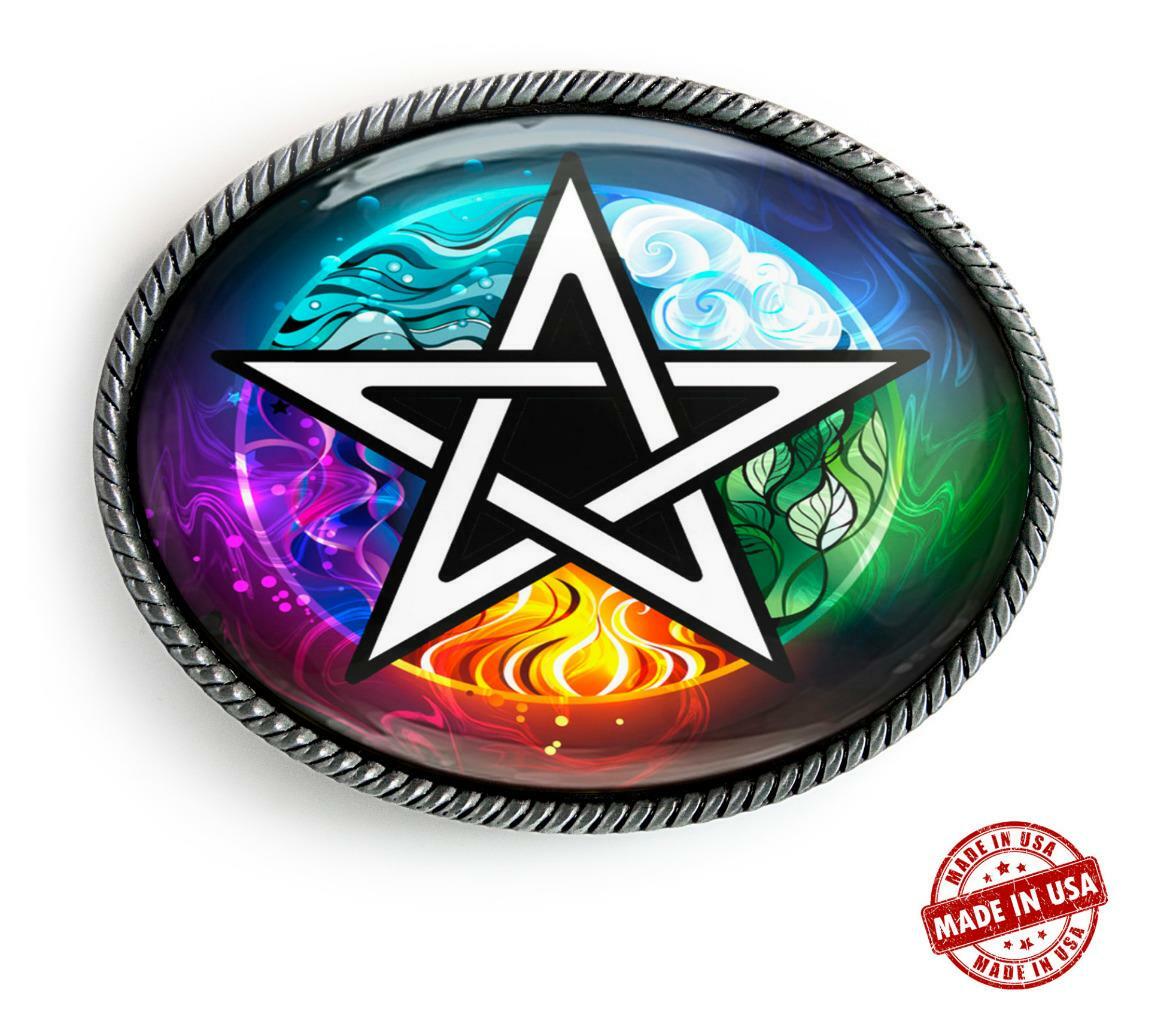 Magic Pentagram Wiccan Elements Pentacle Handmade Artisan Belt Buckle