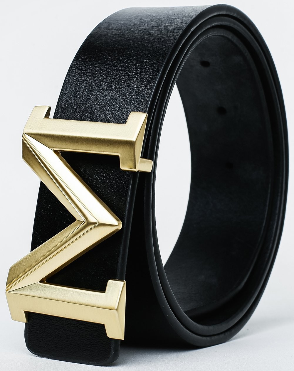 Men&rsquo;s Big Gold M Buckle 38-mm Imported Italian 105cm/41.3inch(34-36), Black 1
