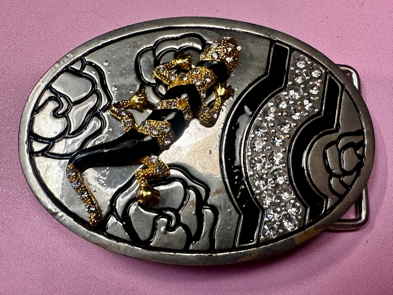 Gecko Lizard Salamander Multi Colored Jeweled Unique Animal Theme Belt Buckle