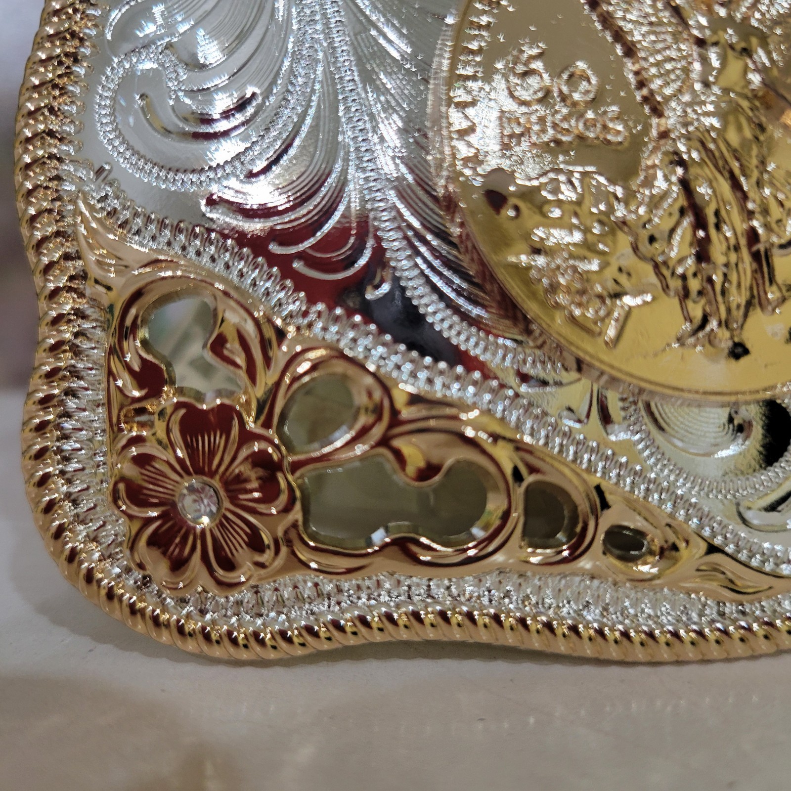 Centenario Cowboy Belt Buckle Western Hebilla Rodeo Silver Rosetone Coin