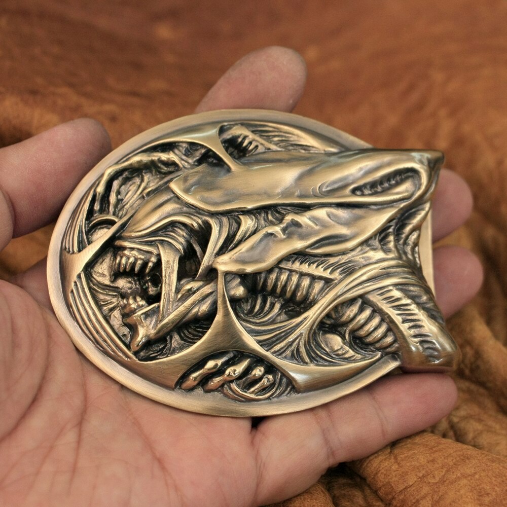 Brass Good Details Handmade AVP Alien Belt Buckle Punk DIY Accessory TA301D