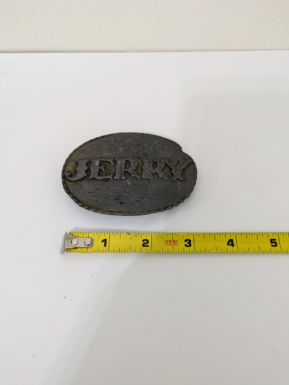 JERRY Bronze Belt Buckle Spec-Cast Denver Co VINTAGE