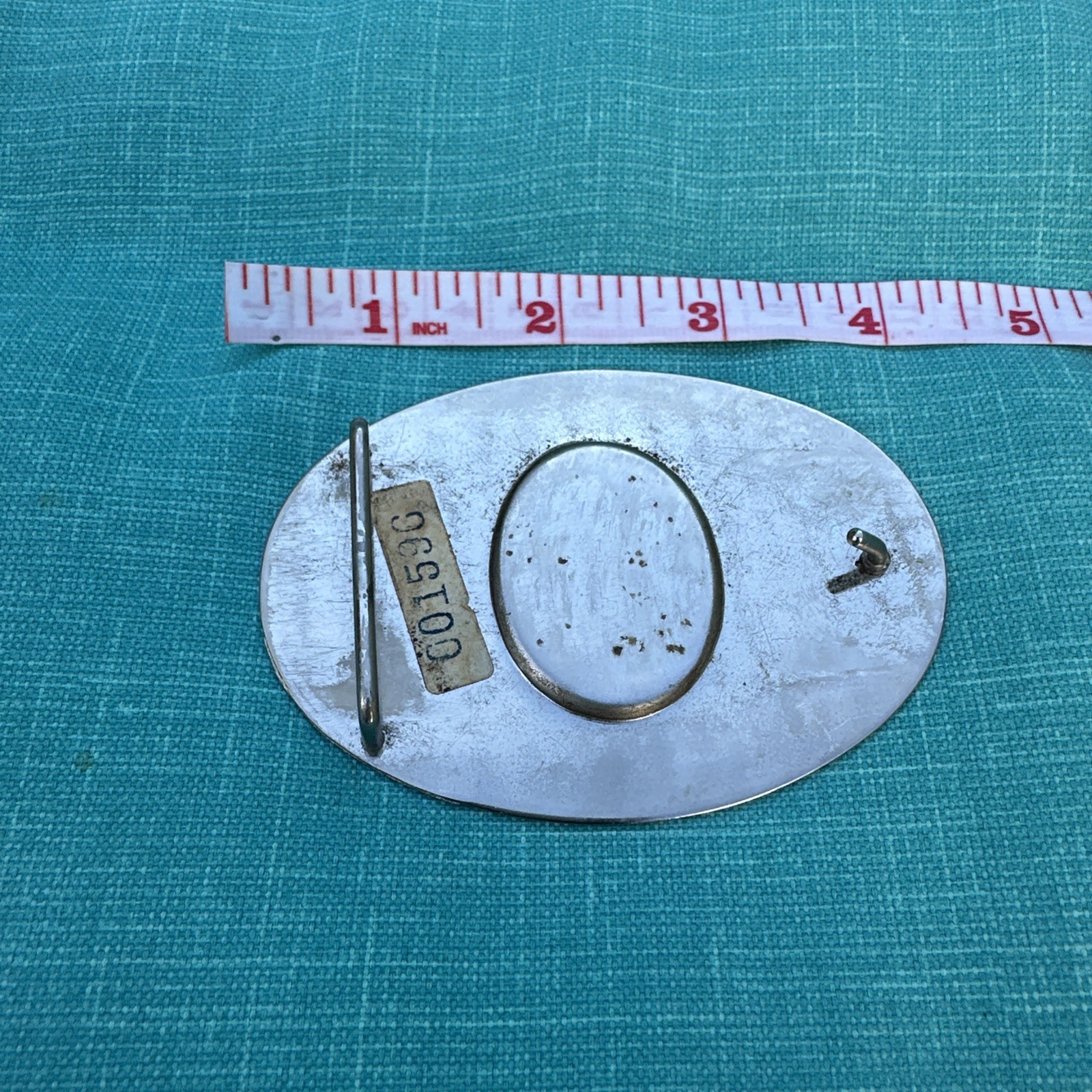 Vintage Western Horse Head Belt Buckle Engraved Silver Tone Oval Cowboy