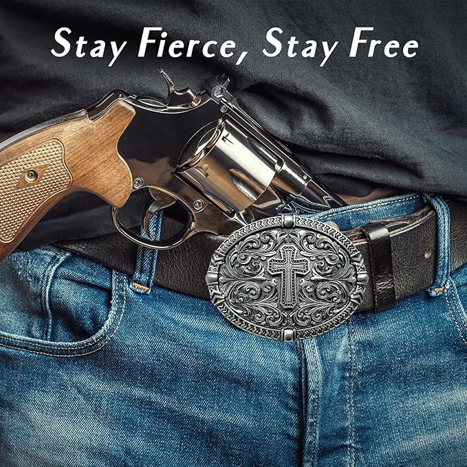Religious Cross Western Belt Buckles for Men Cowboy Belt Buckle Cowgirl Faith Be