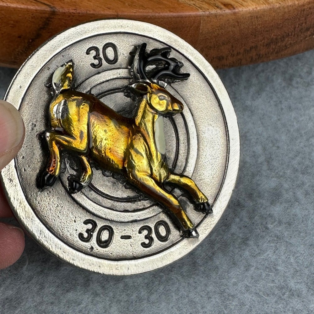 Vtg Great American Buckle Co 1980 Deer Buck 30-30 Chicago USA #478 Round