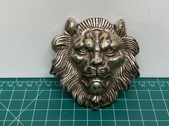 2000’s Structure Lion&rsquo;s Head Belt Buckle Lion Silvertone Metal – See Photos