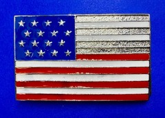 United States American Flag Stars Silver Striped Enamel Patriotic Belt Buckle