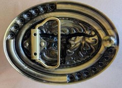 BULL HEAD SKULL INDIAN SW COWBOY RODEO MULTICOLOR BROZE BELT BUCKLE