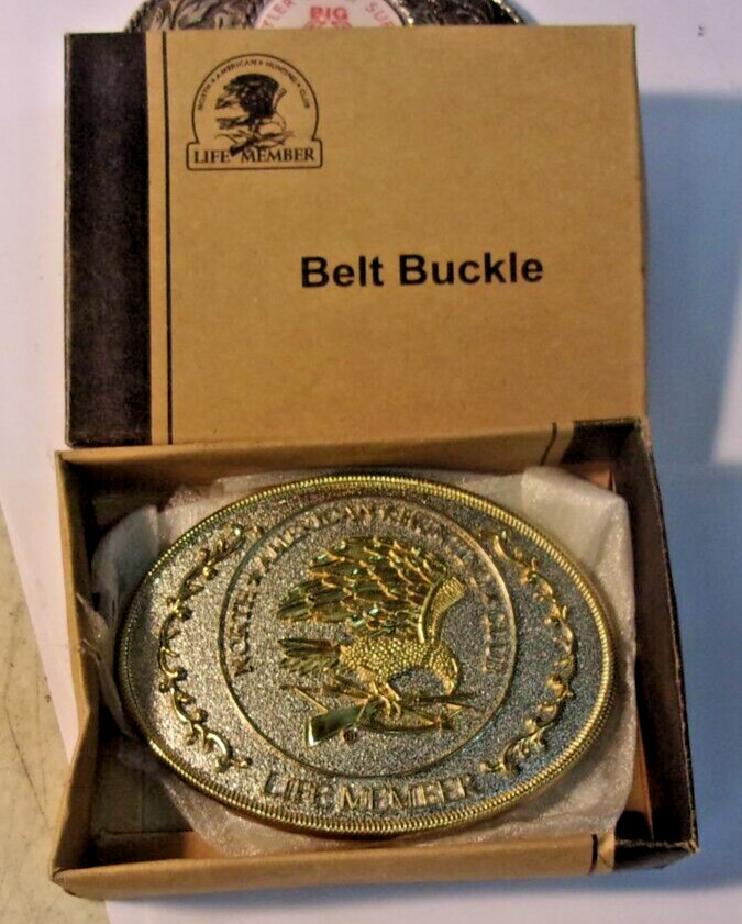 North American Hunting Club LIFE MEMBER Belt Buckle with box (not dated)