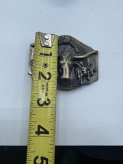 3D Texas Longhorn Bulls Rope Cattle Drive Brass Metal Belt Buckle 3 1/4 x 2 1/2&Prime;