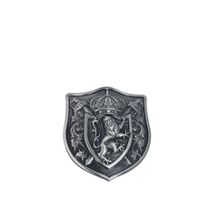 Heraldic Lion Coat Of Arms Belt Buckle Silver Tone Medieval Knight Crown Crest