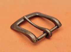 40mm Retro Brass Two-tone Heavy Square Single Metal Prong Pin Clips Belt Buckle