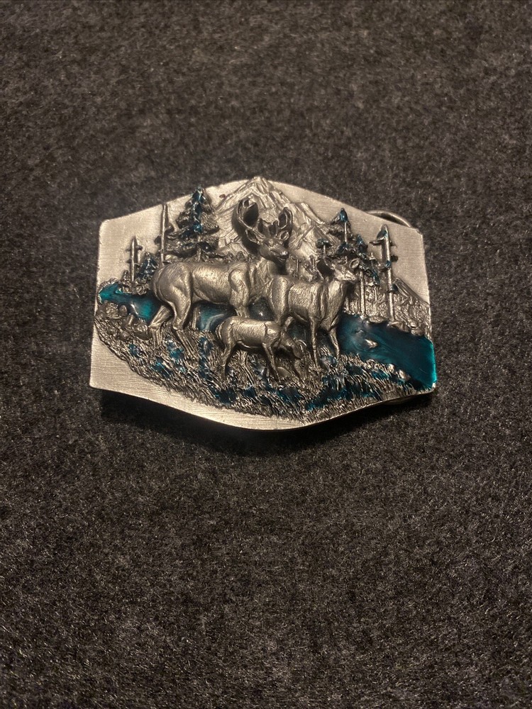 SISKIYOU Buckle Co Inc. Williams Oregon Enameled Wildlife Deer Forest Scene