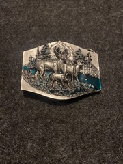 SISKIYOU Buckle Co Inc. Williams Oregon Enameled Wildlife Deer Forest Scene
