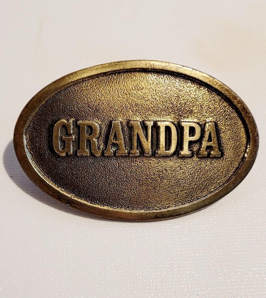 VTG « GRANDPA » BELT BUCKLE 1982-GREAT AMERICAN BUCKLE CO USA-SWIVEL IS 1 7/8&Prime;