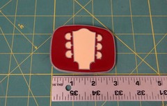 Vintage Style Cream and Maroon Guitar Headstock Belt Buckle
