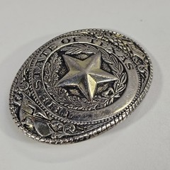 Texas State Seal Silver-Tone and Black Belt Buckle 3 3/4&Prime; x 2 3/4&Prime;