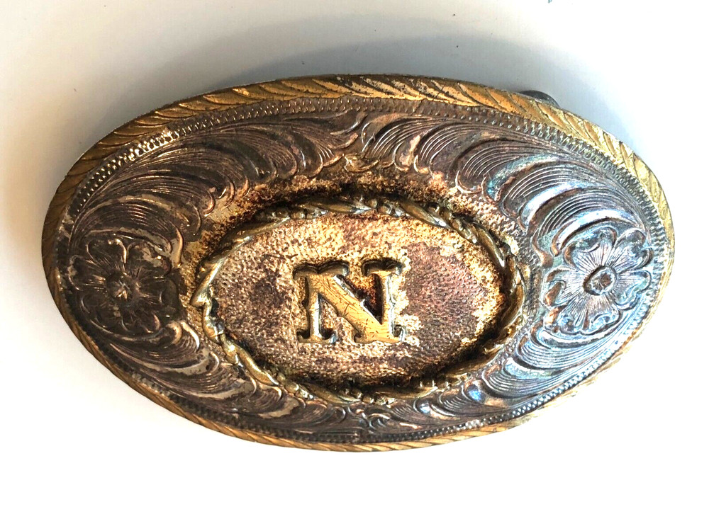 Cowboy Letter N Rodeo Bull Rider Award Style Belt Buckle