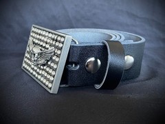 Flying Skull Winged Belt Buckle Gothic Industrial Beaded OOAK Darren McNeese