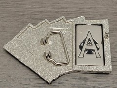 Belt Buckle Poker Royal Flush with Revolving Ace, Metal, Westside CA