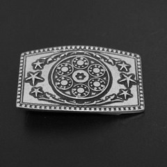 Rectangular Sun Moon Star Belt Buckle Antique Silver Ornamental Symbol Style