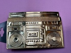 Rebel Revolutions Retro Gold Tone Ghetto Blaster / Boom Box Belt Buckle