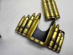 Bullet Rifle Rounds Skull Crossbones Lighter (Not Working) Large Belt Buckle