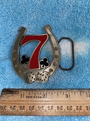 NOS LUCKY 7 HORSESHOE BELT BUCKLE NEW FITS 1 1/2&Prime; BELT