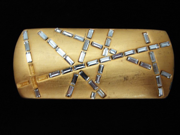 QC01173 REALLY COOL **ABSTRACT CRYSTALS** FASHION GOLDTONE BELT BUCKLE