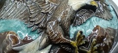 Vtg. Bald Eagle Belt Buckle 1984 Bergamot Brass Works W146 Colorful Laquer USA