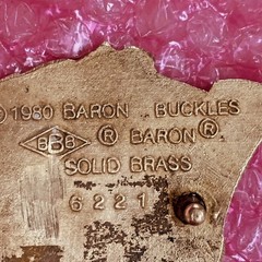 VTG 1980 SOLID BRASS BELT BUCKLE Guitar Saxophone Trumpet Musical Notes EUC Jazz