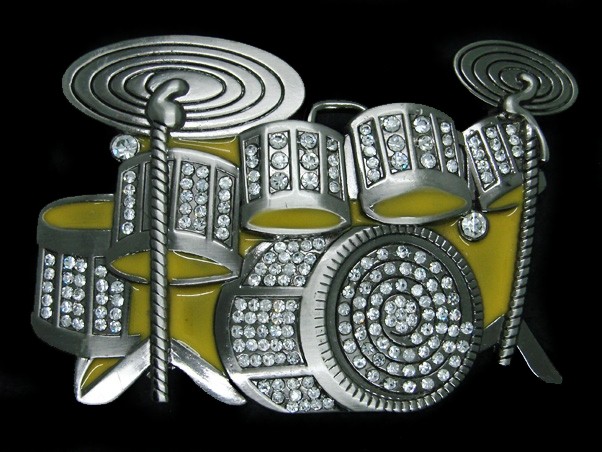 UE03148 REALLY COOL **CRYSTAL DRUM SET** MUSIC INSTRUMENT BELT BUCKLE