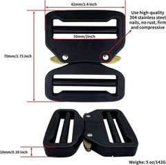 Metal Buckle Dual Adjustable Tactical Belt Buckle,2inch（50mm） Heavy Duty Bel