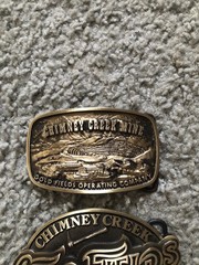 2x Chimney Creek Operating Co. Gold Fields Belt Buckles Solid Bronze Limited Edt