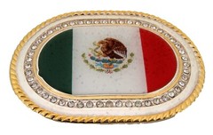 Mexico Flag Belt Buckle Mexican National Day Gift Soccer Team Gold Iced Style