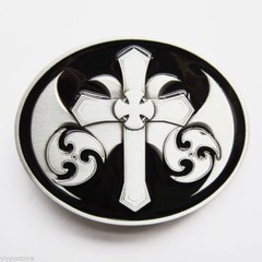 Celtic Iron Cross Pattern Totem Black Metal Belt Buckle