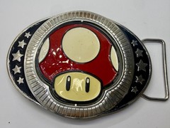Nintendo Super Mario Bros Game Spinning Mushroom Reversible Novelty Belt Buckle