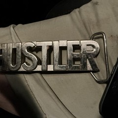 HUSTLER Block Letter Word Statement Cutout Silver Color Belt Buckle