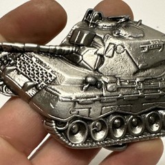 Vintage Tank Army Military Belt Buckle Brass Numbered 2102